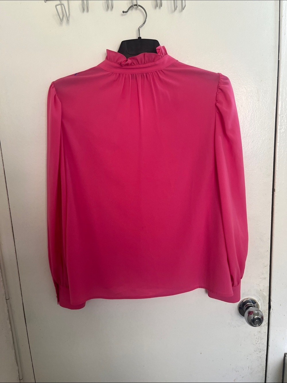 CROSBY by Mollie Burch Hot Pink Ruffle V-Neck Blouse - Picture 6 of 6